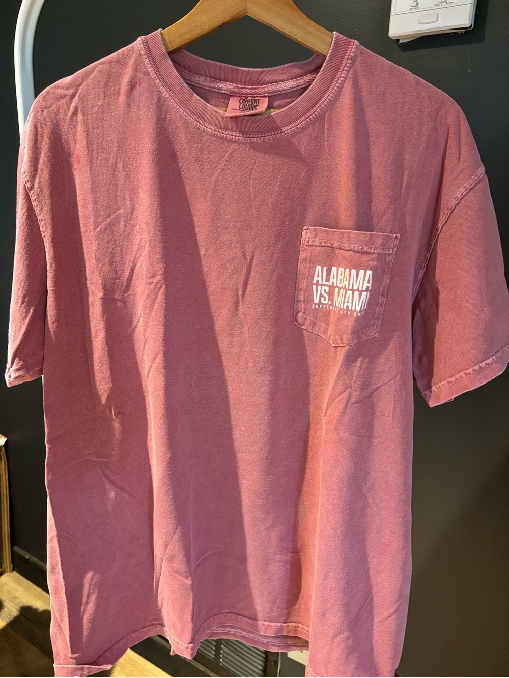 Vintage Alabama vs. Miami Pocket Tee - Washed Pink Short Sleeve (2021)